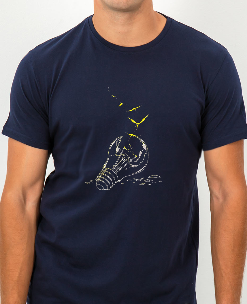 FRUIT OF THE LOOM T-shirt με στάμπα ART333 ΜΠΛΕ ΣΚΟΥΡΟ